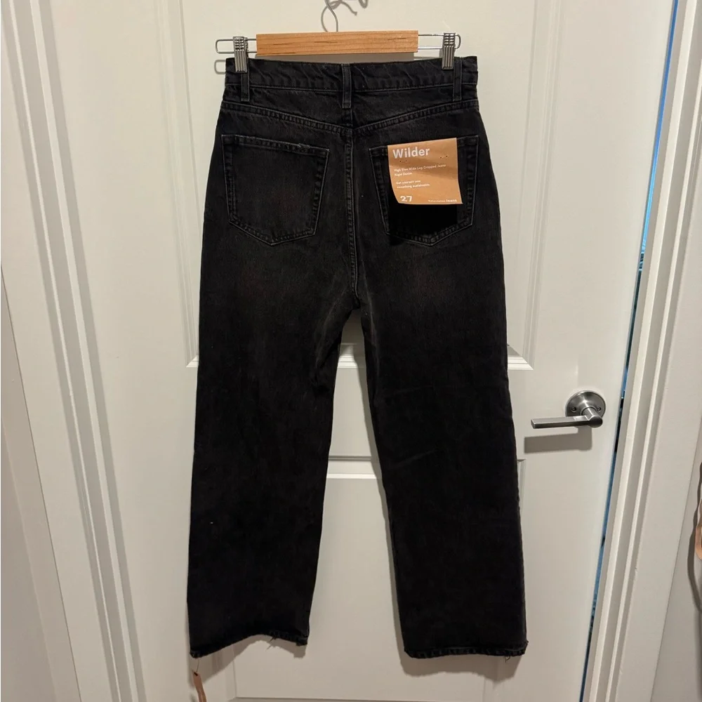 Reformation Wilder High Rise Wide Leg Cropped Jeans Black - Size 27 - Picture 4 of 6